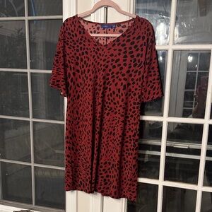 Apt. 9 Red and Black Animal Print Midi Dress